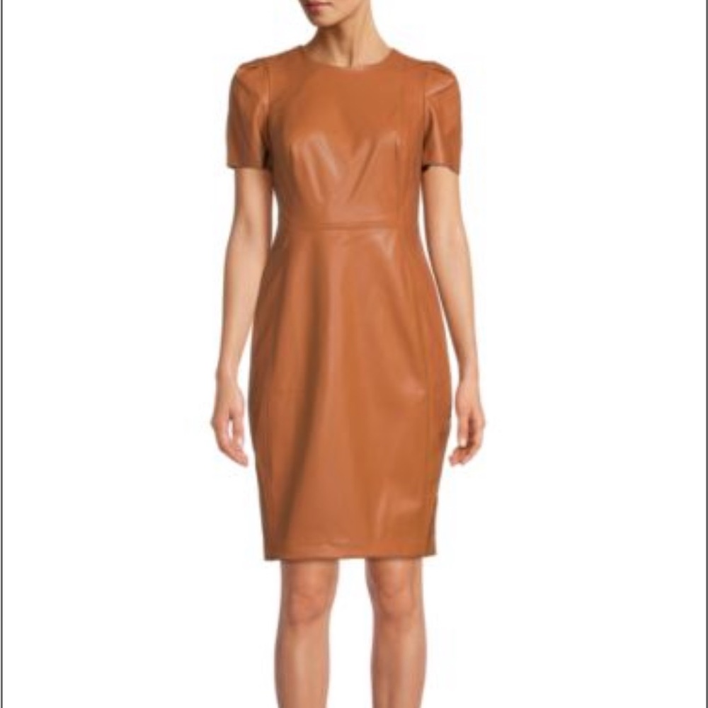 NWT Calvin Klein Faux Leather Dress
